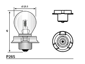 Scheinwerferlampe SPAHN Sockel P26s 12V 15W